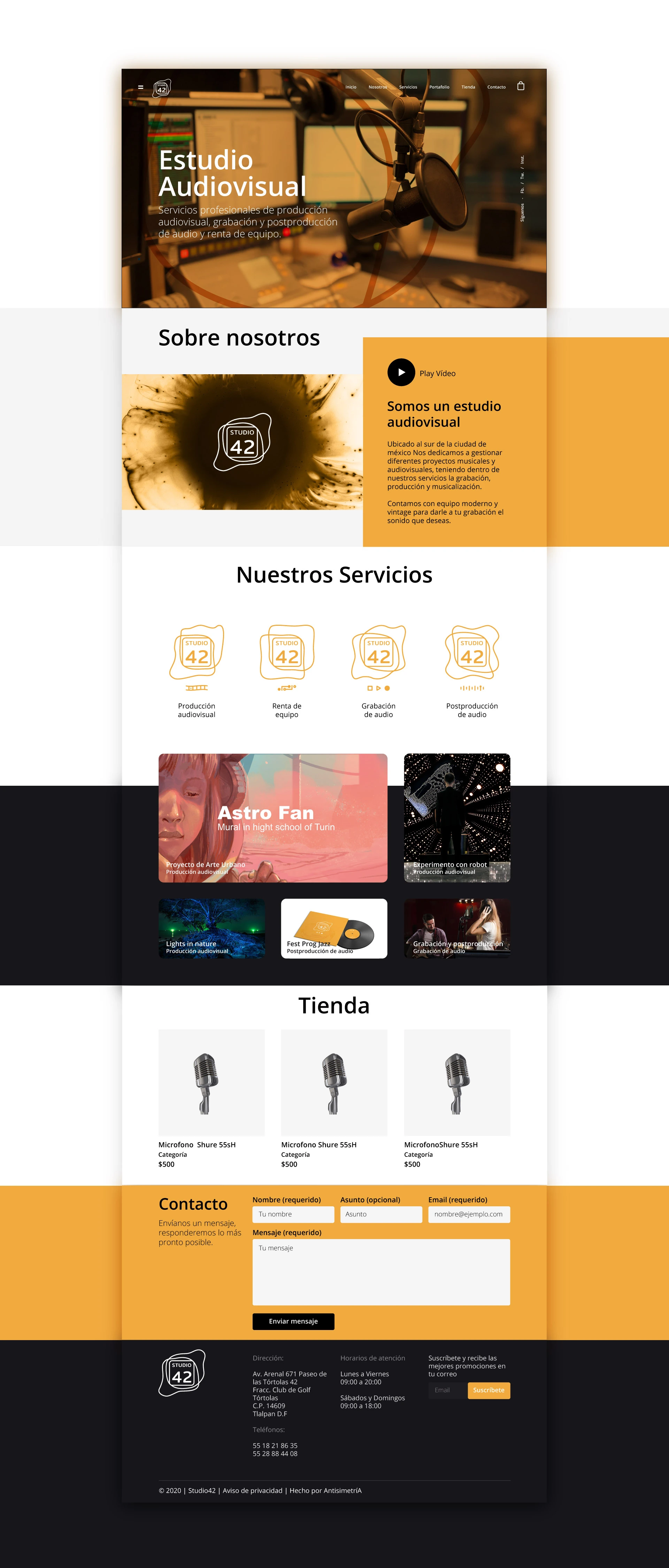 Diseño web para estudio audiovisual, Studio42